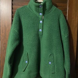 Women’s J Crew green fleece jacket